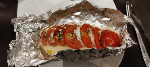 Papillote de saumon à la mozzarella